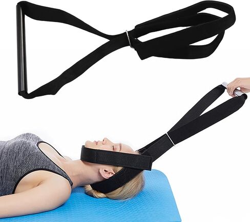 Neck Traction Device, Handle Neck Stretcher Strap for Spine Chiropractic Decompression and Neck Pain Relief, Cervical Traction Pull Device with Chin Strap in Saudi Arabia