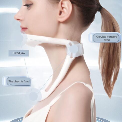 Neck Support, Adjustable Neck Brace for Aligning Neck, Spine Decompressed, Cervical Neck Traction Device, Shaping Cervical Collar for Women, Conducive to Correct Forward Head Posture(White) in Saudi Arabia
