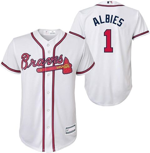 Outerstuff Ozzie Albies Atlanta Braves MLB Kids Youth 8-20 قميص لاعب منزلي أبيض in Saudi Arabia