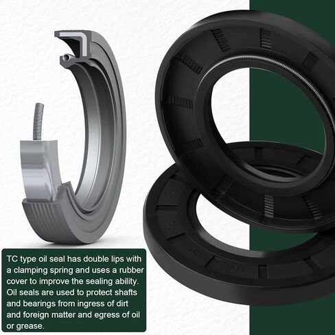 TC 22mm X 42mm X 7mm, 2PCS Black Double Lip Oil Seal, Nitrile Rubber Cover Double Lip with Spring, Oil Shaft Seal Fit for Bearing Shaft in Saudi Arabia