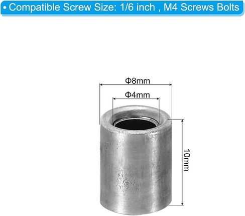 PATIKIL M4 Steel Spacers, 24 Pcs Metal Spacers Steel 4mm ID x 8mm OD x 10mm L Carbon Steel Spacer Screw Standoff Round for 1/6in or M4 Screw Bolts in Saudi Arabia