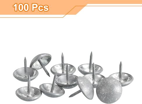 uxcell Upholstery Tacks Nail Pins Furniture, 100Pcs 16x16mm Thumb Tack Pins Assortment Kit Carbon Steel for Home Sofa DIY Decorative Nail Heads Nails, Floral Silver in Saudi Arabia