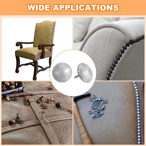 uxcell Upholstery Tacks Nail Pins Furniture, 100Pcs 16x16mm Thumb Tack Pins Assortment Kit Carbon Steel for Home Sofa DIY Decorative Nail Heads Nails, Floral Silver in Saudi Arabia