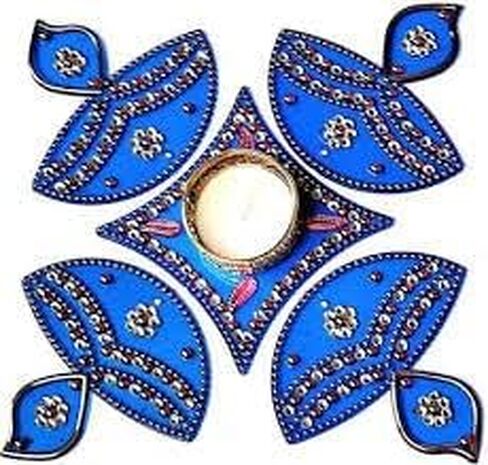 أكريليك رانجولي ديا (10 × 10 بوصة متعدد الألوان) قابلة لإعادة الاستخدام لتزيين الأرضيات والجدران لوظائف ديوالي وبوجا رانجولي لديكورات أرضية المنزل الداخلية in Kuwait