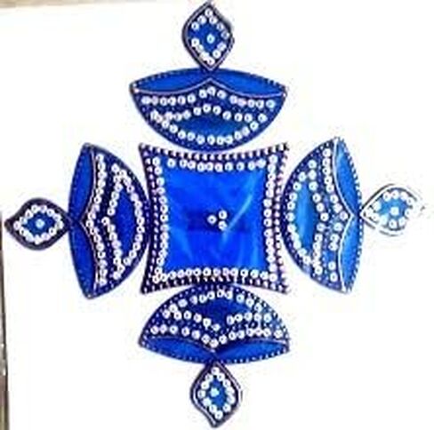 أكريليك رانجولي ديا (10 × 10 بوصة متعدد الألوان) قابلة لإعادة الاستخدام لتزيين الأرضيات والجدران لوظائف ديوالي وبوجا رانجولي لديكورات أرضية المنزل الداخلية in Kuwait