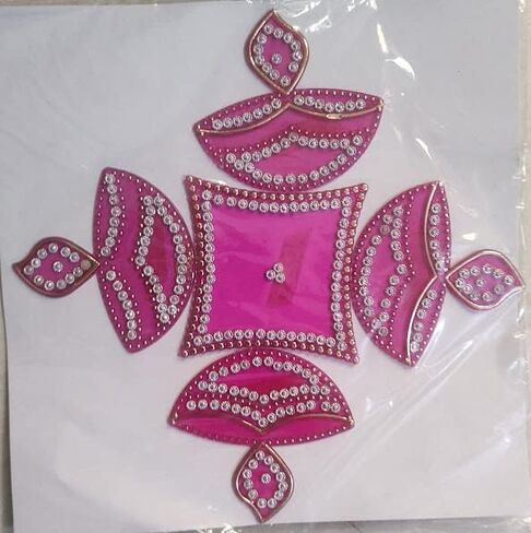 أكريليك رانجولي ديا (10 × 10 بوصة متعدد الألوان) قابلة لإعادة الاستخدام لتزيين الأرضيات والجدران لوظائف ديوالي وبوجا رانجولي لديكورات أرضية المنزل الداخلية in Kuwait