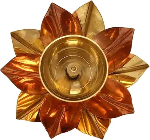 TIED RIBBONS Set of 10 Lotus Shape Brass Diyas for Pooja Home Decorations, Mandir, Temple | Decorative Flower Metal Diya Oil Lamp | Indian Pooja Return Gifts | Diwali Decorations for Home in Saudi Arabia