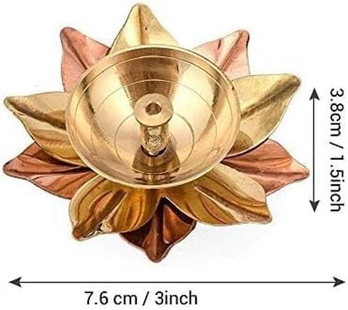 TIED RIBBONS Set of 10 Lotus Shape Brass Diyas for Pooja Home Decorations, Mandir, Temple | Decorative Flower Metal Diya Oil Lamp | Indian Pooja Return Gifts | Diwali Decorations for Home in Saudi Arabia