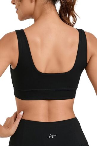Women's Front Crunch Sports Bra with Cross Waist Band and Back U Neck High Support, Seamless, Moisture Wicking Shirt in Saudi Arabia