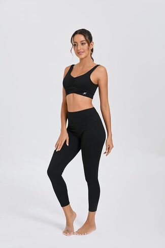 Women's Front Crunch Sports Bra with Cross Waist Band and Back U Neck High Support, Seamless, Moisture Wicking Shirt in Saudi Arabia