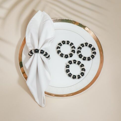مجموعة حلقات المناديل المكونة من 4 قطع، حامل حلقات مناديل بوهو من الخرز الأحجار الكريمة لتزيين طاولة العشاء (حجر الأمازونيت) in Kuwait