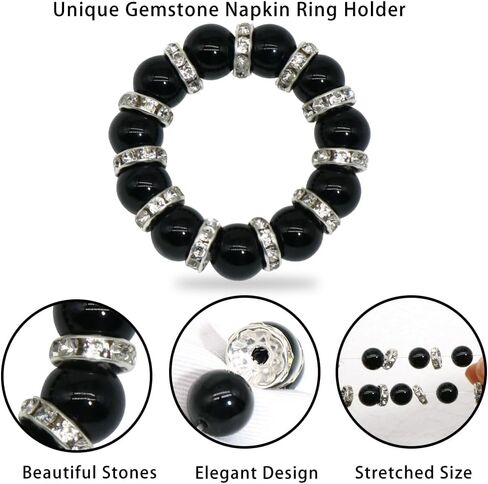 مجموعة حلقات المناديل المكونة من 4 قطع، حامل حلقات مناديل بوهو من الخرز الأحجار الكريمة لتزيين طاولة العشاء (حجر الأمازونيت) in Kuwait