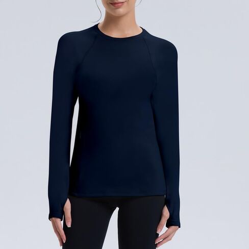 Women Thermal Shirts Long Sleeve Running Workout Tops Cold Weather Gear Fleece Base Layer Zipper Pockets in Saudi Arabia