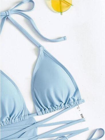 ملابس سباحة نسائية مكونة من 4 قطع بيكيني مثلث بدلة استحمام مثيرة مع تنورة لتغطية الشاطئ in Kuwait