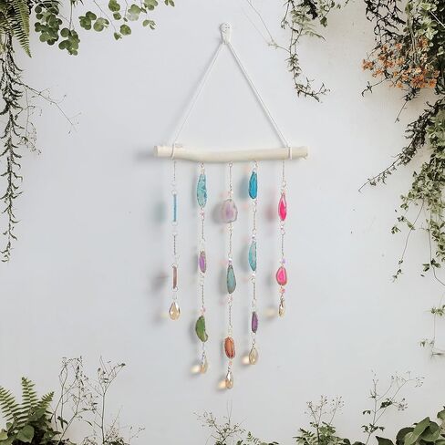 Natural Crystal Gemstone Round Ball Home Decor for Living Room Bedroom Kitchen Wall Hanging Ornament (A) (2 Layers Crystals) in Saudi Arabia
