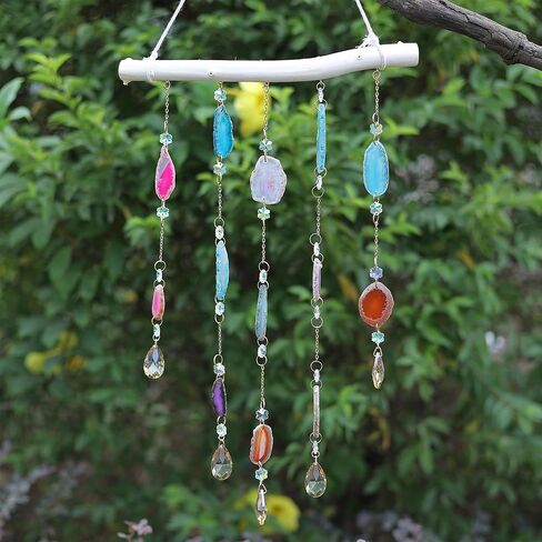 Natural Crystal Gemstone Round Ball Home Decor for Living Room Bedroom Kitchen Wall Hanging Ornament (A) (2 Layers Crystals) in Saudi Arabia