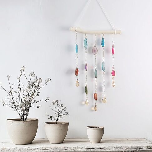 Natural Crystal Gemstone Round Ball Home Decor for Living Room Bedroom Kitchen Wall Hanging Ornament (A) (2 Layers Crystals) in Saudi Arabia