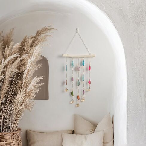 Natural Crystal Gemstone Round Ball Home Decor for Living Room Bedroom Kitchen Wall Hanging Ornament (A) (2 Layers Crystals) in Saudi Arabia