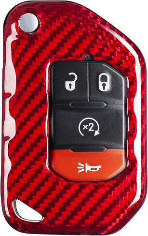 Real Carbon Fiber Key Fob Cover for Jeep, Key Fob Protector Fits for Jeep Wrangler JL JLU Rubicon Sahara JLU Gladiator JT Remote Control Key Accessories 2018-2024 (Black) in Kuwait