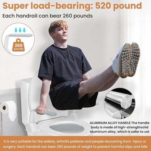 Toilet Safety Rails for Elderly (520 lbs), Handicap Toilet Rails with Foldable Handles, Toilet Assist Rails, Toilet Rails for Seniors, Heavy Duty Toilet Safety Frames Rails for Halloween in Kuwait