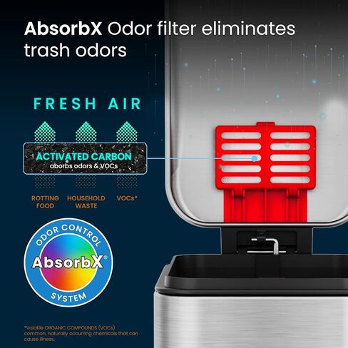iTouchless SoftStep 3 Gallon Small Slim Bathroom Step Trash Can with AbsorbX Odor Filter & Removable Inner Bucket, Pedal Stainless Steel Garbage Bin for Bathroom, Bedroom, and Business Office Cubicle in Saudi Arabia