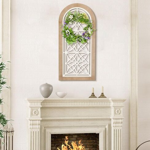 Runglecho Farmhouse Arch Wall Decor, Window Wooden Frame Panel Wall Sculpture for Home Decor Living Rooms Offices,White (20" x 41.75") in Saudi Arabia