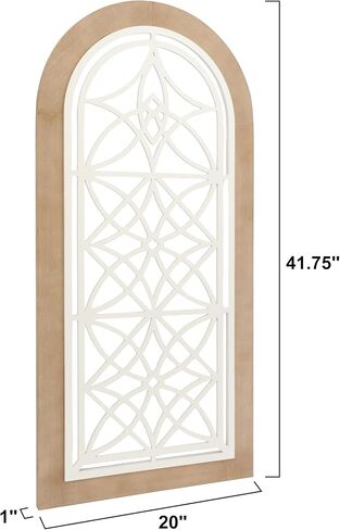 Runglecho Farmhouse Arch Wall Decor, Window Wooden Frame Panel Wall Sculpture for Home Decor Living Rooms Offices,White (20" x 41.75") in Saudi Arabia