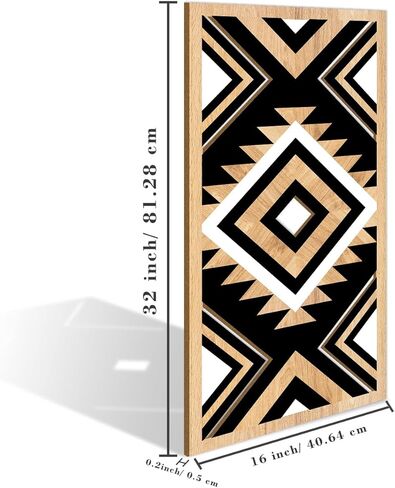 ANHUIB Aztec جدار الفن الغربي الخشب جدار ديكور كبير 3 لوحات 16x32 بوصة مزرعة سوداء بوهو منحوتات الجدار الهندسية للمنزل غرفة المعيشة غرفة نوم مكتب ديكور معلق in Kuwait
