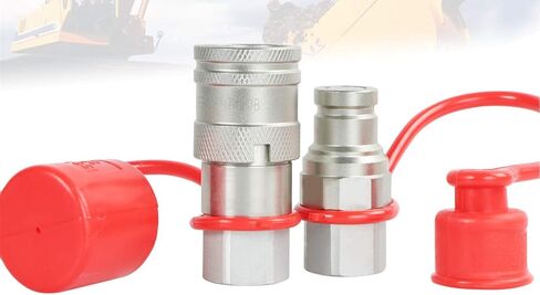 PANGOLIN 3/8 "NPT خيط انزلاقي التوجيه مسطح الوجه الهيدروليكي وصلات توصيل سريعة ISO 16028 مجموعة وصلات قطع هيدروليكية عالمية مع أغطية غبار لحالة بوبكات/نيو هولاند، أجزاء كوبوتا in Saudi Arabia