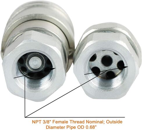 PANGOLIN 3/8 "NPT خيط انزلاقي التوجيه مسطح الوجه الهيدروليكي وصلات توصيل سريعة ISO 16028 مجموعة وصلات قطع هيدروليكية عالمية مع أغطية غبار لحالة بوبكات/نيو هولاند، أجزاء كوبوتا in Saudi Arabia