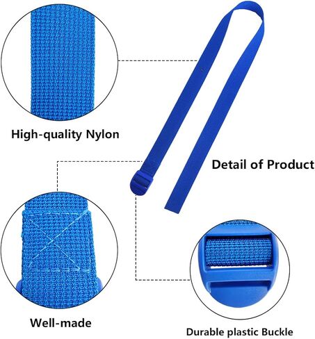 4 قطع من أشرطة القدم البديلة لآلة التجديف الزرقاء، أشرطة قدم قابلة للتعديل متعددة الوظائف، حزام ثابت للقدم لدراجة التمرين in Kuwait