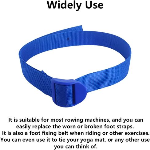 4 قطع من أشرطة القدم البديلة لآلة التجديف الزرقاء، أشرطة قدم قابلة للتعديل متعددة الوظائف، حزام ثابت للقدم لدراجة التمرين in Kuwait