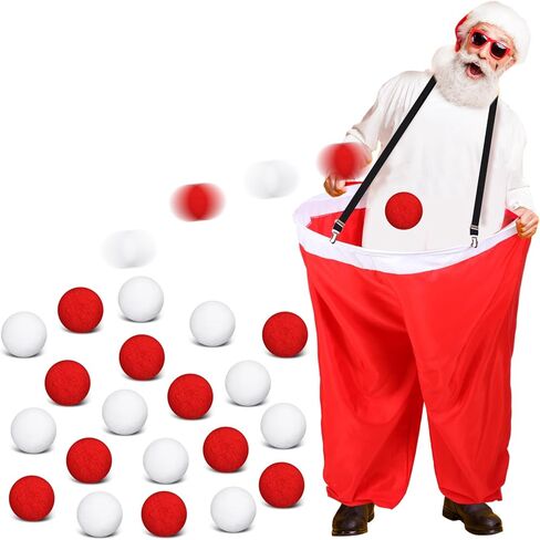 Leitee Santa Pants Snowball Fight Red and White Christmas Snowball Activity Fake Snowballs Christmas Party Activities for Families Yard Outdoor and Indoor Games in Kuwait