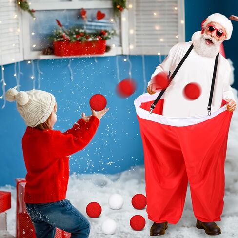 Leitee Santa Pants Snowball Fight Red and White Christmas Snowball Activity Fake Snowballs Christmas Party Activities for Families Yard Outdoor and Indoor Games in Kuwait