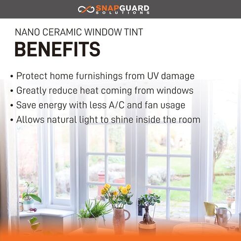 DIY-Snapguard Solutions Clear Heat Reducing Ceramic Window Tint, Rejects up to 99% of Heat (IR) and Blocks 99% UV (75%, 20in x 30ft) in Saudi Arabia