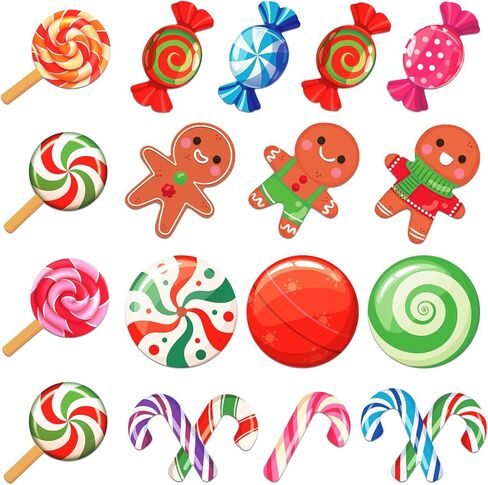 FLYAB 38 قطعة من زخارف عيد الميلاد الملونة لعيد الميلاد كاندي لاند والنعناع وديكورات عصي الحلوى لعيد الميلاد ولوحة الإعلانات الجدارية والفصول الدراسية وديكورات حفلات عيد الميلاد كاندي لاند in Kuwait