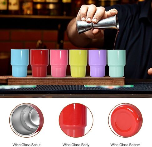 AGH 3 oz Mini Tumbler Shot Glass with Straw and Lid Colored Stainless Steel Sublimation Tumblers Cute Double Wall Vacuum Insulated Cups, 6 Pack in Kuwait