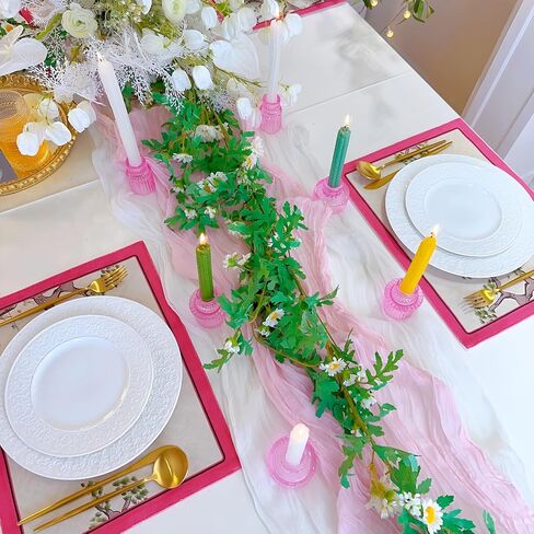 Double Sided Vintage Ribbed Taper Glass Candle Holders,Tea Candle Holder for Table Centerpieces, Wedding Decorations and Dinner Parties (Pink, 6 PCS) in Saudi Arabia