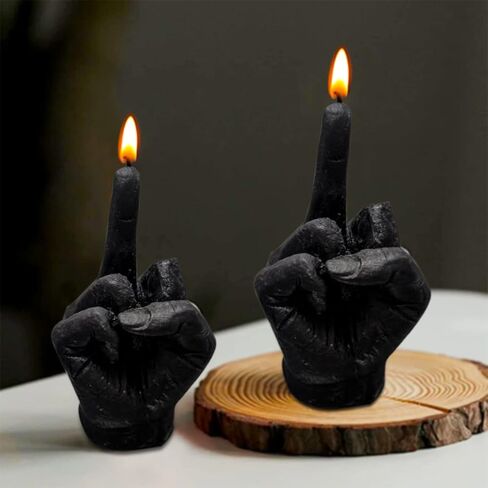 Finger Scented Candle | 2 Pcs Hand-Shaped Soy Wax Long Lasting Candles | Cool & Funky Aesthetic Danish Room Decor | Trendy Aromatherapy Hand Gesture Rosemary Fragrance Decorations Gift (Black in Saudi Arabia