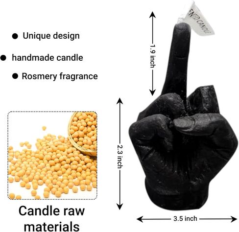 Finger Scented Candle | 2 Pcs Hand-Shaped Soy Wax Long Lasting Candles | Cool & Funky Aesthetic Danish Room Decor | Trendy Aromatherapy Hand Gesture Rosemary Fragrance Decorations Gift (Black in Saudi Arabia