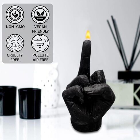 Finger Scented Candle | 2 Pcs Hand-Shaped Soy Wax Long Lasting Candles | Cool & Funky Aesthetic Danish Room Decor | Trendy Aromatherapy Hand Gesture Rosemary Fragrance Decorations Gift (Black in Saudi Arabia