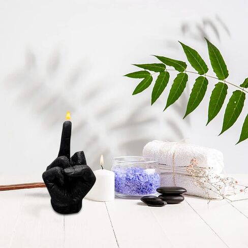 Finger Scented Candle | 2 Pcs Hand-Shaped Soy Wax Long Lasting Candles | Cool & Funky Aesthetic Danish Room Decor | Trendy Aromatherapy Hand Gesture Rosemary Fragrance Decorations Gift (Black in Saudi Arabia