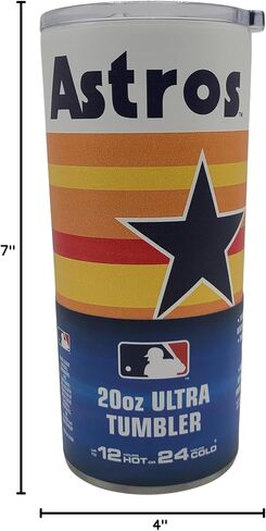 العلامات التجارية Boelter مرخصة MLB خمر شعار الفولاذ المقاوم للصدأ جدار مزدوج فراغ معزول الترا 20 أوقية بهلوان السفر (هيوستن أستروس) in Saudi Arabia