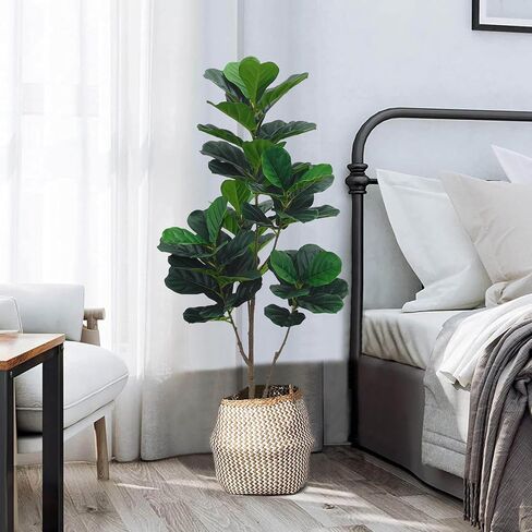 JNT Artificial Fiddle Leaf Fig Tree 5ft, Fake Ficus Lyrata Plant, Faux Fig Trees in Pot for Indoor Outdoor Office Living Room Home Decor Perfect Housewarming Gift in Saudi Arabia