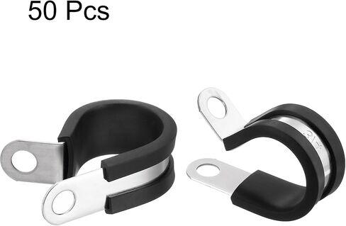 HARFINGTON 50pcs 304 Stainless Steel Cable Clamps 3/4 Inch Rubber Cushioned Insulated Clamp Metal Loop Pipe Clamp for Tube Pipe Wire Cord Installation in Saudi Arabia