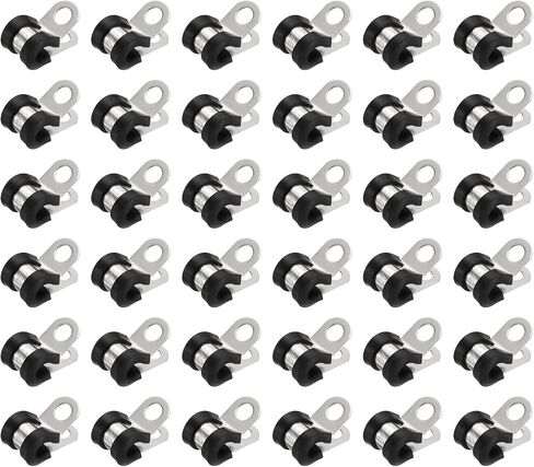 HARFINGTON 50pcs 304 Stainless Steel Cable Clamps 3/4 Inch Rubber Cushioned Insulated Clamp Metal Loop Pipe Clamp for Tube Pipe Wire Cord Installation in Saudi Arabia