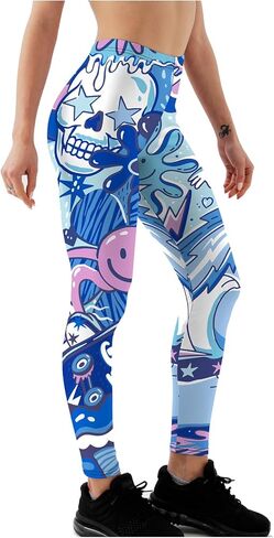 Halloween High Waisted Leggings for Women Fitness Yoga Pants Tummy Control Cycling Workout Gym in Kuwait