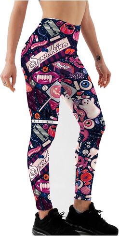 Halloween High Waisted Leggings for Women Fitness Yoga Pants Tummy Control Cycling Workout Gym in Kuwait