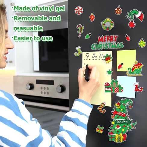 Whaline 40Pcs Christmas Thick Gel Clings Red Green Funny Cartoon Hand Xmas Tree Presents Window Gel Decals for Home Classroom Nursery Party Decor in Saudi Arabia