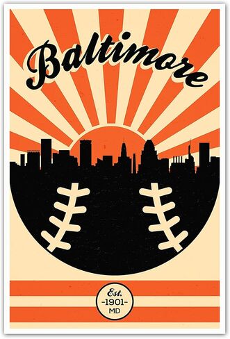 Baltimore Orioles Vintage Baseball Poster (12x18) Vintage Sports Decor Unframed Wall Art Print Poster Home Decor Premium baseball bedroom decor man cave decor baseball poster vintage sport decor in Saudi Arabia